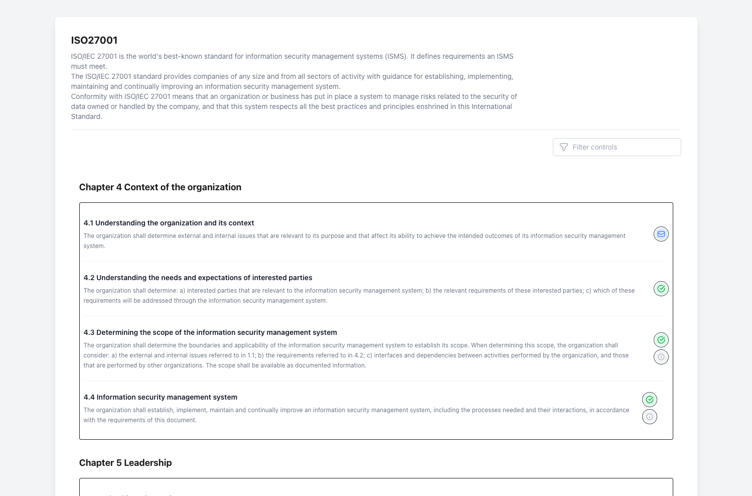 Control Framework management